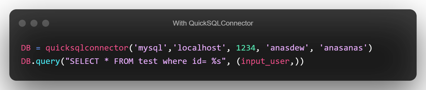 with quicksqlconnector